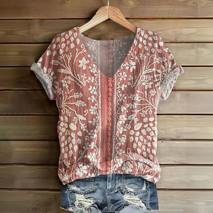 Velora™ | Vintage Floral Print T-Shirt