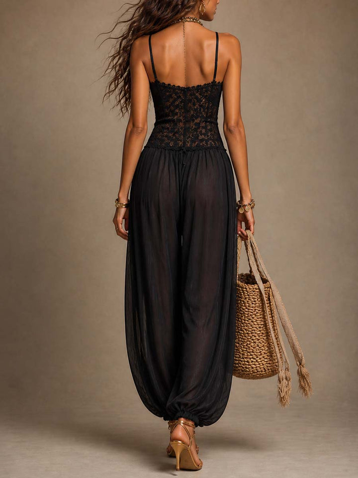 Laia™ │ Flowing Lace Halter Jumpsuit