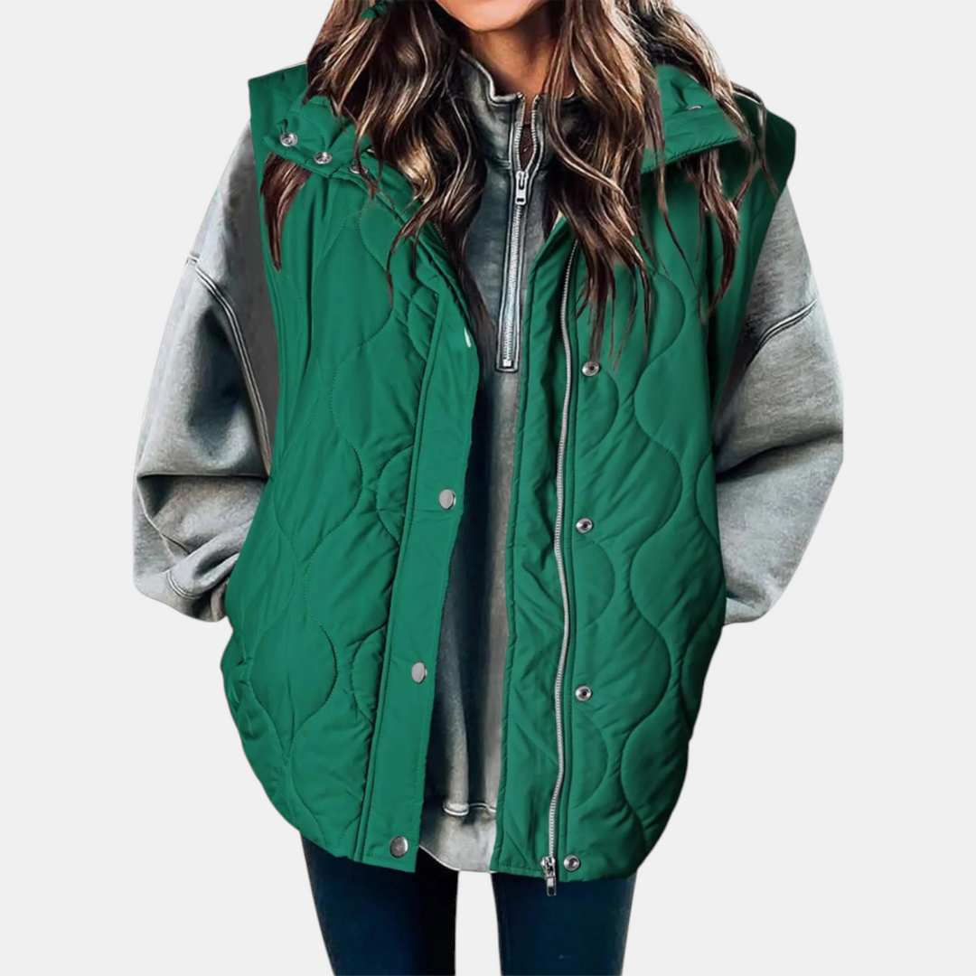 Autumn™ | Quilted Zip Front Snap Button Puffer Vest
