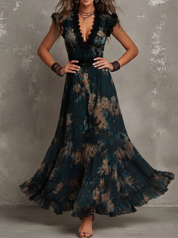 Averine™ | Flowy V-Neck Maxi Dress